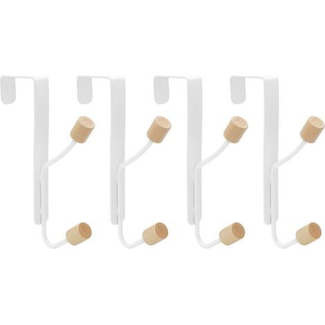 Lntyq Lot de 4 crochets de porte blancs pour chambre à coucher,crochet porte,porte manteau pour porte pour accrocher manteaux,chapeaux, peignoirs, serviettes(blanc) (1/5)
