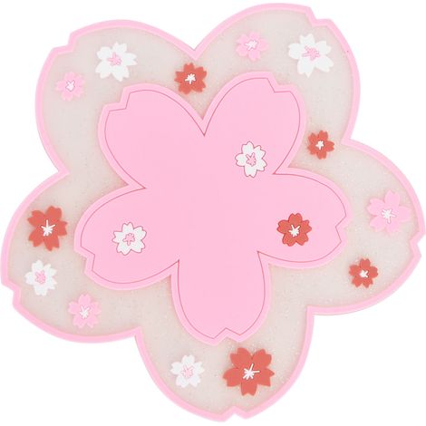 Tapis de bureau isolant à motif de fleurs de cerisier de style japonais, tapis antidérapant pour une utilisation à domicile ou au bureau, tasses à thé, tasses à lait, tasses à café et sous-verres (ros (1/5)