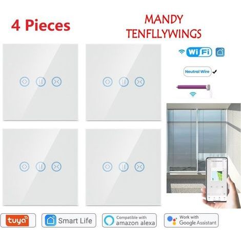 4 Pièces Interrupteur Volet Roulant Connecté WiFi,Pour Volets Roulants Rideau avec Alexa,Google Assistant,Smart Life,Tuya App (1/5)