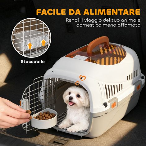 Transportino gris pour animaux jusqu'à 4 kg, en plastique avec ouverture supérieure, dimensions 49x32x31 cm, idéal pour chats et petits chiens (1/5)