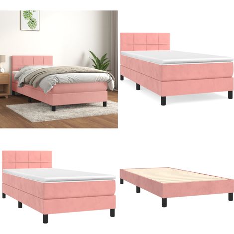 Giroletto a Molle con Materasso Rosa 100x200 cm in Velluto - Materasso a molle - Letto rosa