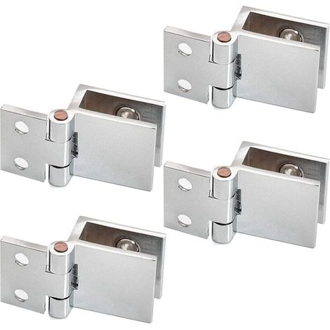 inherited 4 pièces Clip de porte en verre charnière, Charnière pour Porte en Verre de Meuble de Cuisine, Vitrine, Douche, Support en Acier Inoxydable pour Porte de Placard Angle Ouverture (1/4)