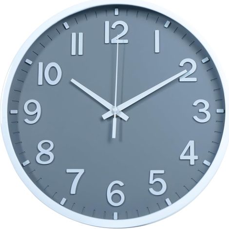 Horloge murale silencieuse de 25 cm - Sans bruit de tic-tac - Horloge moderne à piles pour la maison, le salon, la chambre à coucher, la cuisine, le bureau - Décoration murale (cadre gris (1/5)
