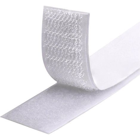 Cinta adhesiva de doble cara ultrarresistente con cierre de velcro, 25 m x 2 cm, para montar marcos de fotos (blanca). (1/5)
