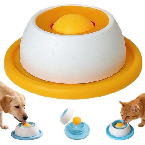 Dailygoods, base antideslizante con ventosa, para comida húmeda y snacks, para aliviar la ansiedad y el aburrimiento en perros y gatos (amarillo) (1/5)