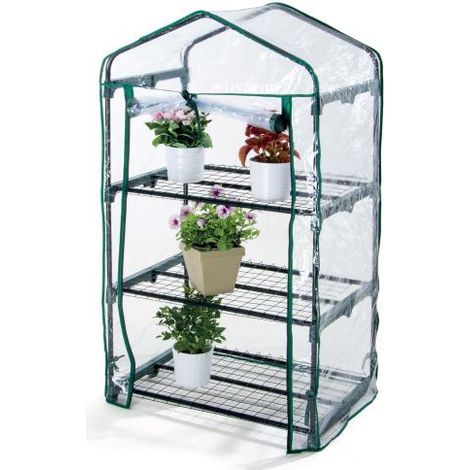 Serra 3 ripiani 69x49xh.125 cm tubo diametro 16 mm, telo in pvc 0,10 mm (1/2)