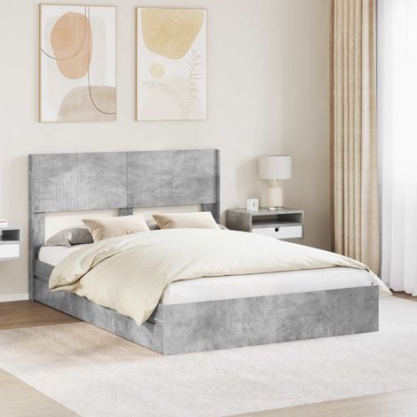 vidaXL Bed Frame with Storage and Headboard Concrete Grey 150 x 200 cm (1/5)