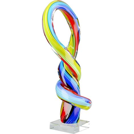 Sculpture en Verre en Forme de nœud Multicolore Hauteur 34 cm (1/4)