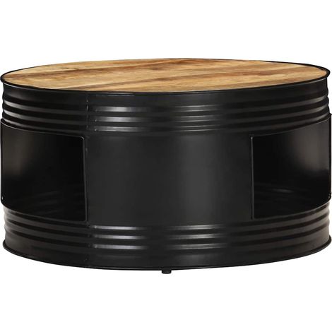 Maison Exclusive - Couchtisch Schwarz 68x68x36 cm Raues Mango-Mas (1/5)