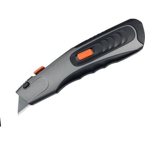 Coltello trapezoidale, lama 19x60mm in acciaio SK2 con alloggiamento in alluminio, per lavori di finitura e ausiliari in officina, Teger (1/4)