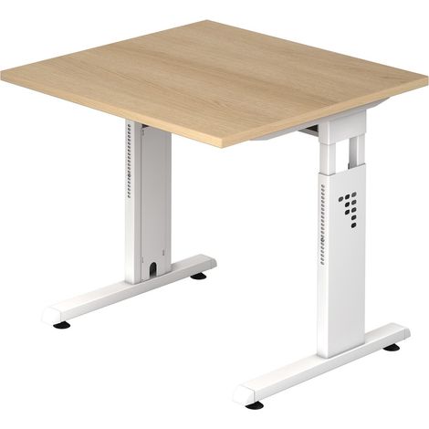 [NEUWERTIG] Hammerbacher Höhenverstellbarer Schreibtisch Vos08/E/W Eiche Weiß 80x80x65 Cm B-Ware