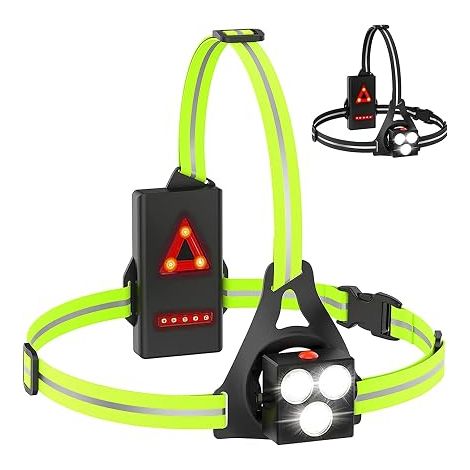 Lampe de Course à Pied, 120° LED Réglable Lampe Pectorale Running, Rechargeable USB, 500 Lumens Lumiere pour Courir, Éclairage Étanche avec Double Bandes Réfléchissantes pour Jogging Randonnée (1/5)