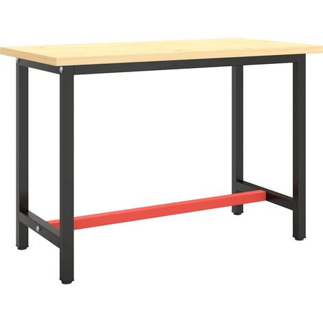 vidaXL Estructura banco de trabajo metal negro y rojo mate 110x50x79cm (1/2)