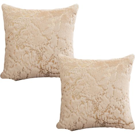 Taies d'oreiller en peluche pour salon, taies d'oreiller dorées double face pour canapé et chambre à coucher (1/4)