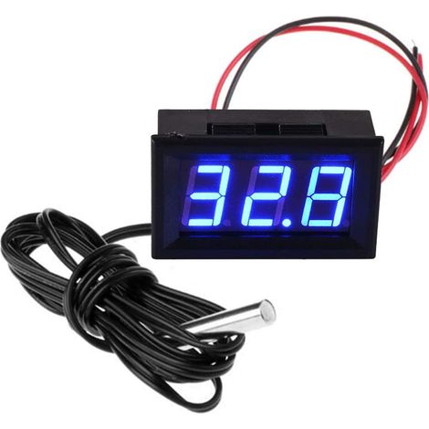 Thermomètre Numérique 12V Mini Température Tester étanche Digital Temperature Meter Gauge pour Réfrigérateur Aquarium Congélateurs,Bleu