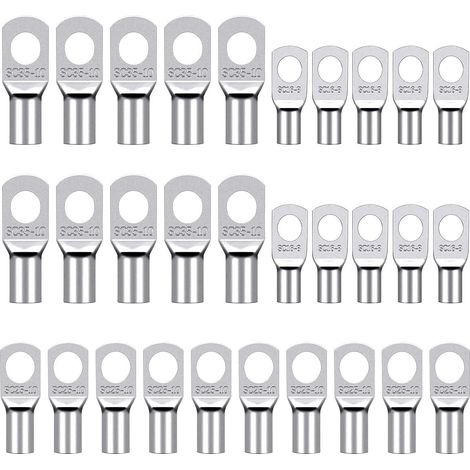 Cosse Electrique,30 Pièces Cosse à Sertir Kits,16mm² 25mm²35mm²Cosses de Câble à Anneau,Bornes en Cuivre Etamé Connecteurs SC (1/5)