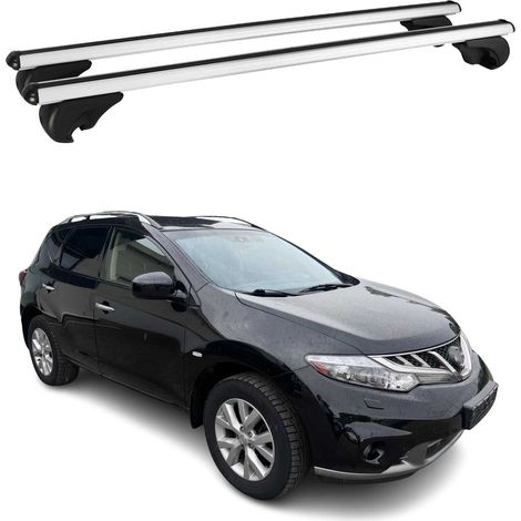 OMAC Aluminium Dachträger Querträger für Nissan Murano II 2009-2014 – TÜV / DIN 75302:2019 – Abschließbar – Max. 75 kg – 2 Stangen Silber (1/5)