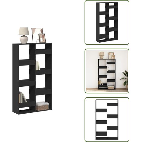 The Living Store Libreria Nera 100x33x175 cm in Legno Multistrato - Libreria nera