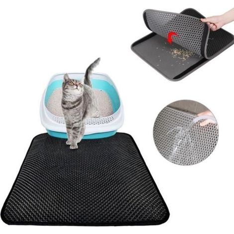 1 pièce Tapis Litière pour Chat, Imperméable EVA Non Toxique, Design Nid d'Abeille, 50x40 cm, Facile à Nettoyer, Idéal pour Chatons et Chats Adultes (1/4)