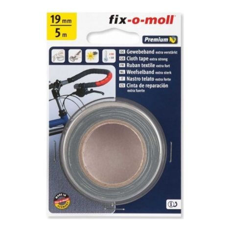 Fix-o-moll Nastro adesivo tessuto 5m x 38mm grigio - Fix-o-moll