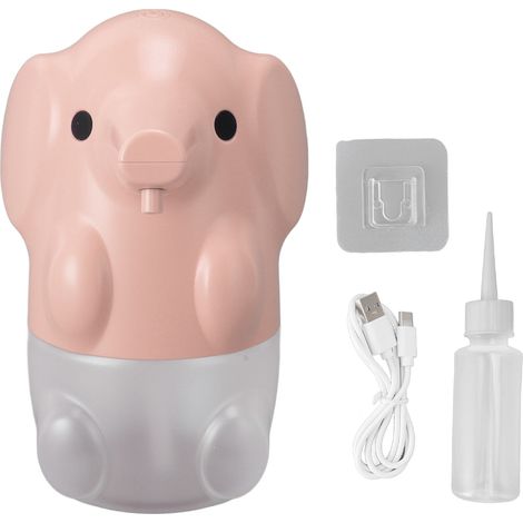 Doseur de Savon Mousse Éléphant Rose Rechargeable USB et Sans Contact avec Détecteur Infrarouge, Modèle 18650, ABS/PP, Capacité 250ml, Hauteur 164mm, pour Salle de Bain et Hôtel (1/5)
