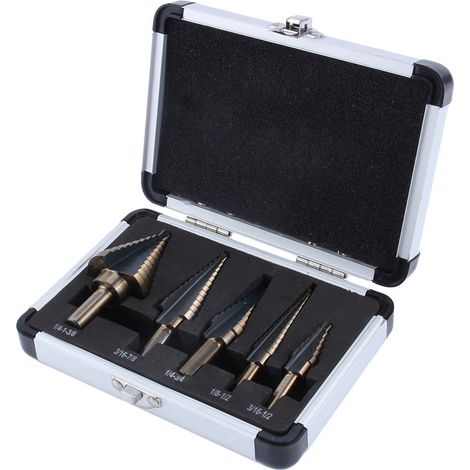 Coffret de 5 Forets Étagés à Double Cannelure en Acier HSS avec Revêtement Titane pour Acier Métal (1/5)
