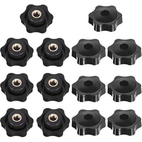 14 Boutons De Serrage Tête Étoile M6, XU, Noir, Pour Machine-Outil - (1/4)