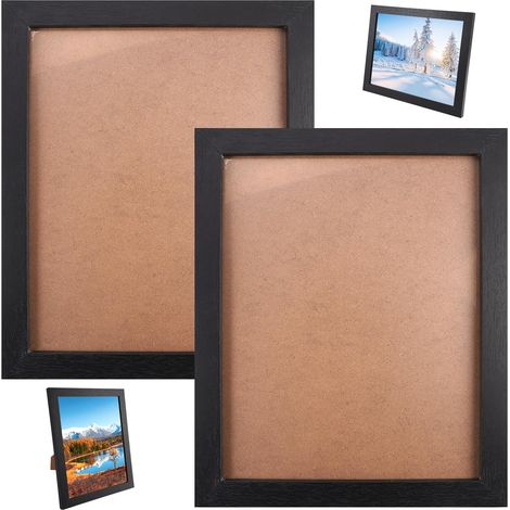 2Pcs Cadre Photo 20x25cm, Cadre Noir en Bois avec Verre Plexi Incassable (1/5)