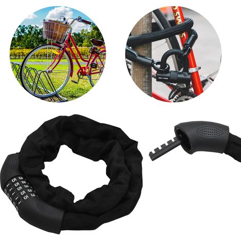 Wolketon Fahrradschloss mit Zahlen Fahrrad-Ketten-Schloss. Zahlen-Code-Kombination-Schloss.wasserdichte Stahlkettenglieder. 6 mm x 900 mm