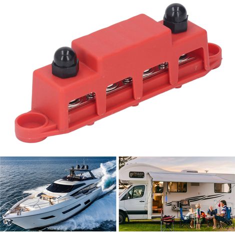 Barre omnibus M10 à 4 positions adaptée aux camping-cars et aux yachts, 48 V CC 250 A, rouge. (1/5)