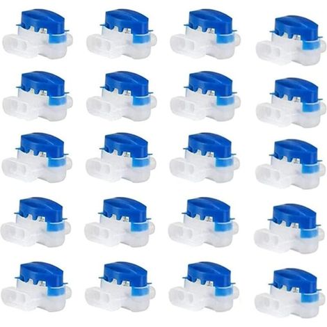 20 connecteurs étanches pour câbles avec 3 orifices, raccords électriques à sertir, remplissage gel, compatibles tondeuses à gazon, référence 314, idéaux pour usage extérieur et jardin (bleu)
