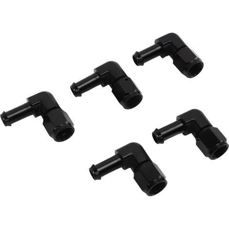 Adaptateur de raccord de conduite de carburant à 90 degrés (5 pièces) avec prévention des fuites : raccord femelle 6AN vers raccord cannelé 3/8 po. (1/5)