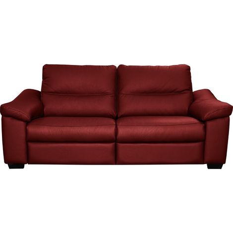 Canapé 3 places en 100% tout cuir épais italien vachette HAMBOURG, couleur rouge foncé (1/5)