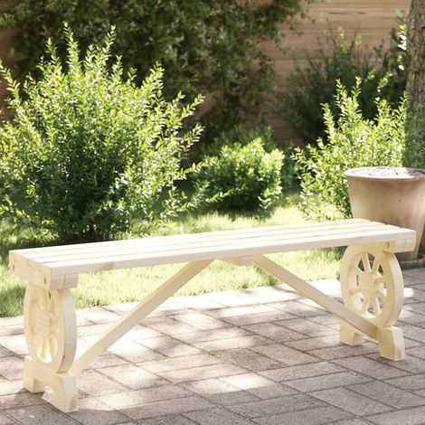 Banc de Jardin en Bois de Sapin Massif avec Design de Roue de Chariot pour Terrasse 115 cm - PANGIVO (1/5)
