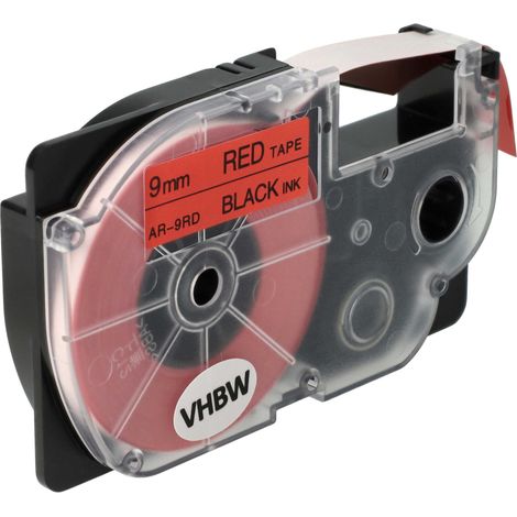 vhbw Label Tape compatible with Casio KL-P1000, KL-HD1 Label Printer 8m x 9 mm, Black on Red (1/4)