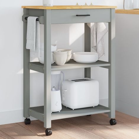 vidaXL Carrello da Cucina MONZA 60x40x88,5 cm in Legno Massello di Pino (1/5)