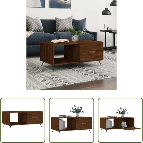 Wohnzimmer - Couchtisch Braun Eichen-Optik 90x50x40 cm Holzwerkstoff (1/5)