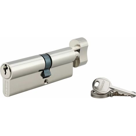 Thirard – Cylindre de serrure à bouton SA 40Bx50mm – Anti-arrachement – 3 clés en acier nickelé – Profil européen laiton – Mécanisme 5 goupilles
