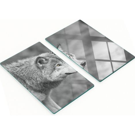 Juego de dos tablas de cocina decorativas de cristal, color gris lobo, 2x30x52 cm. (1/5)