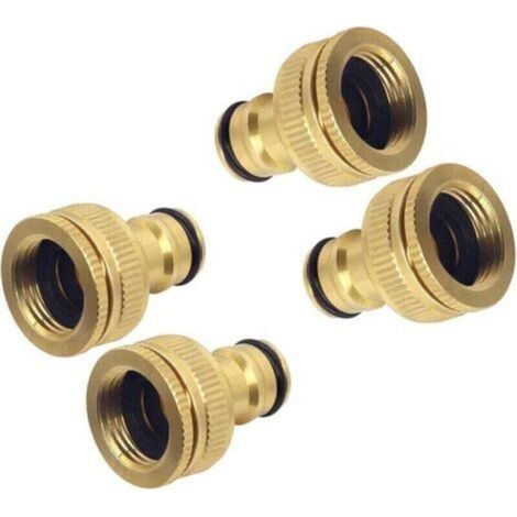 4 Stück Raccord Tuyau D'arrosage Laiton Massif, XU, Arrosage Adaptateur Robinet Fileté Embout Anti-Rouille pour Cuisine Jardin - (1/4)