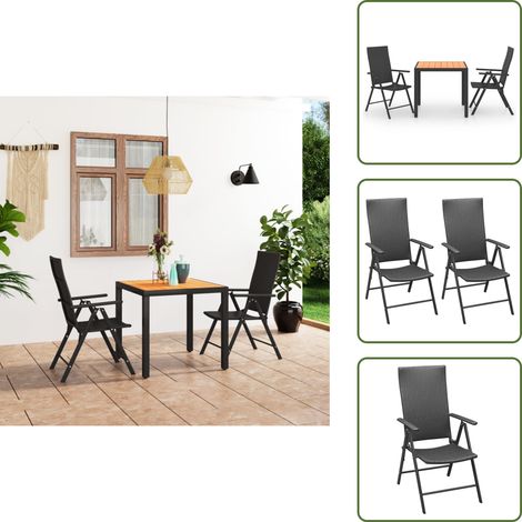 Ensemble à manger de jardin 3 pcs noir et marron - Salon De Jardin - Ensemble De Jardin - Table De Jardin - Chaises De Jardin - Mobilier De Jardin (1/5)