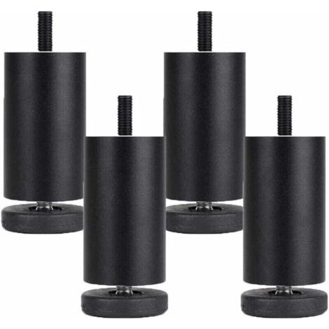 4 Pièces Pieds de Meubles Reglables Pieds de Meubles en Alliage d'aluminium Meubles Jambes Ronde Métal Pattes de Meuble Table Canapé Lit,Noir(10cm) (1/4)