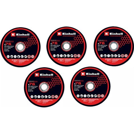 Discos de corte Einhell 76 mm alta velocidad 5 unidades