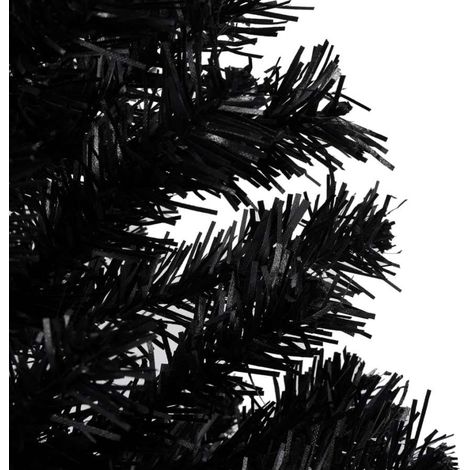 Set Albero Natale Artificiale con LED e Palline Nero 150 cm PVC