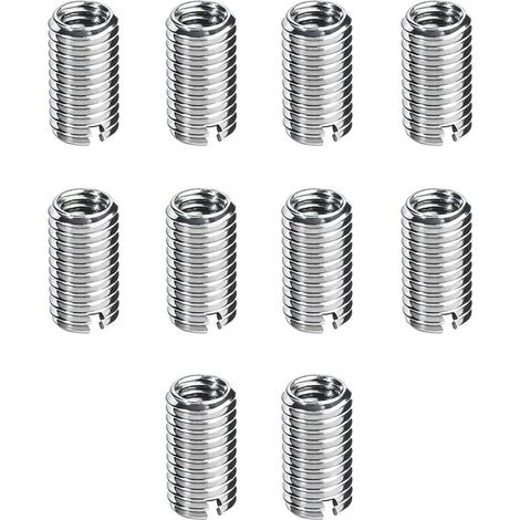 10 insertos de rosca M8/M10, insertos autorroscantes, tuercas de tornillo M8 x 1,25 mm hembra, M10 x 1,5 mm macho, 12 mm de largo, kit de reparación de roscas para mantenimiento de hardware. (1/4)