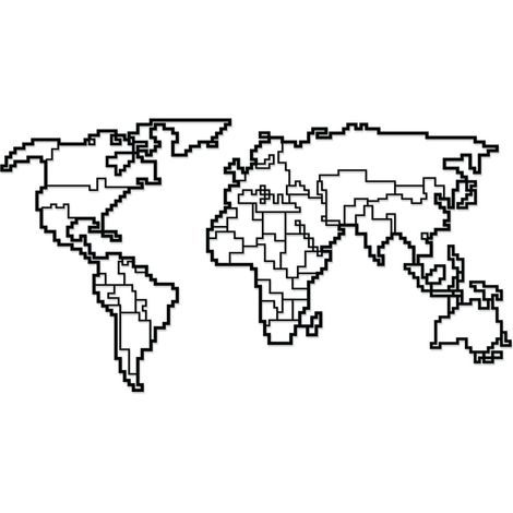 Décor mural moderne en métal noir Carte du Monde, ornement minimaliste suspendu pour la maison