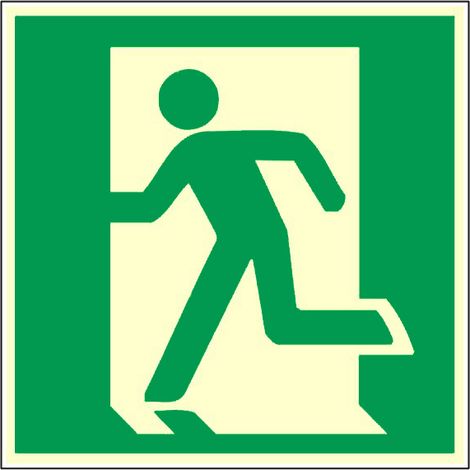 Panneau photoluminescent Sortie à utiliser en cas d'urgence gauche - Rigide 200x200mm - 4031095