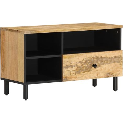 Mobile TV multimediale scaffale per televisione televisione buffet sala da pranzo soggiorno camera da letto 80 x 33 x 46 cm legno massello di mango marrone 020026247