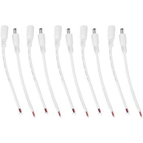 5 paires 5.5x2.1mm mâle femelle DC alimentation baril prise Jack connecteur câble fil (blanc) (1/5)
