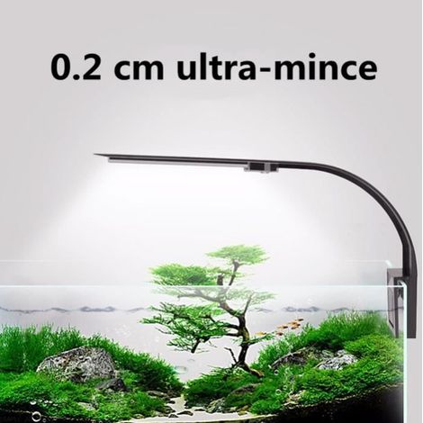 Lampe LED Ultra-Mince pour Petit Aquarium, Mini Lampe Pince Aquarium avec 24 LED Lumière Blanche et Bleue pour Aquarium de 30-60 cm (1/3)